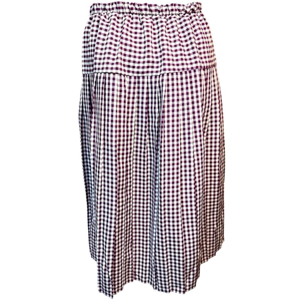 VTG Purple Gingham Tiered Midi Skirt Small Cottagecore Coastal Grandma Peasant - Picture 5 of 9